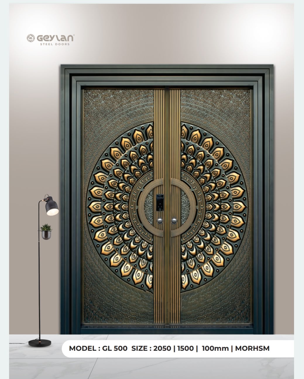 Decorative steel entrance door from the Alif Galleria collection